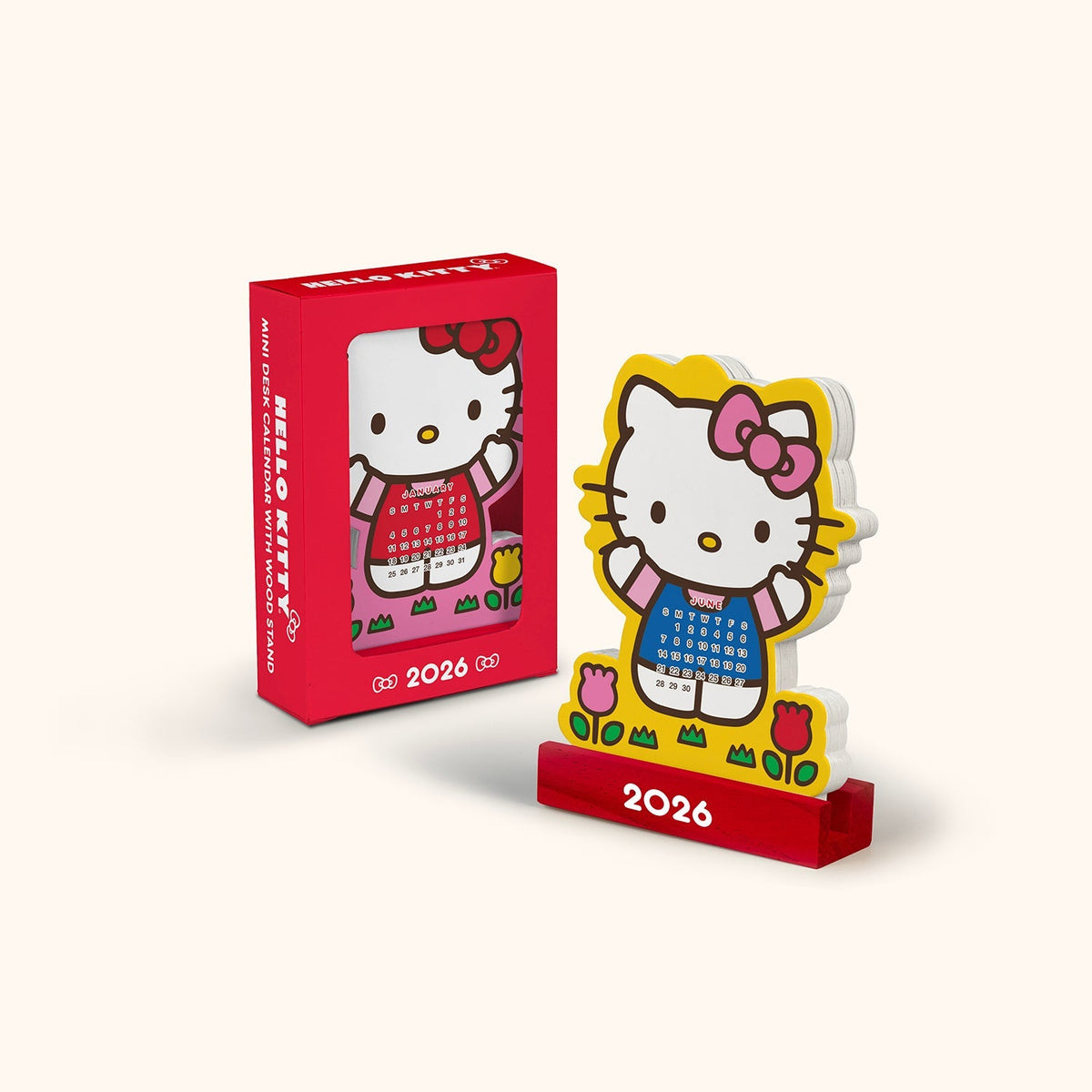 Hello Kitty x Studio Oh! 2026 Mini Desk Calendar with Wood Stand Stationery Studio Oh!