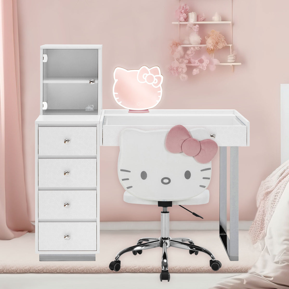 Hello Kitty x Impressions Vanity SlayStation Duet Vanity Desk Home Goods Impressions Vanity Co. Silver