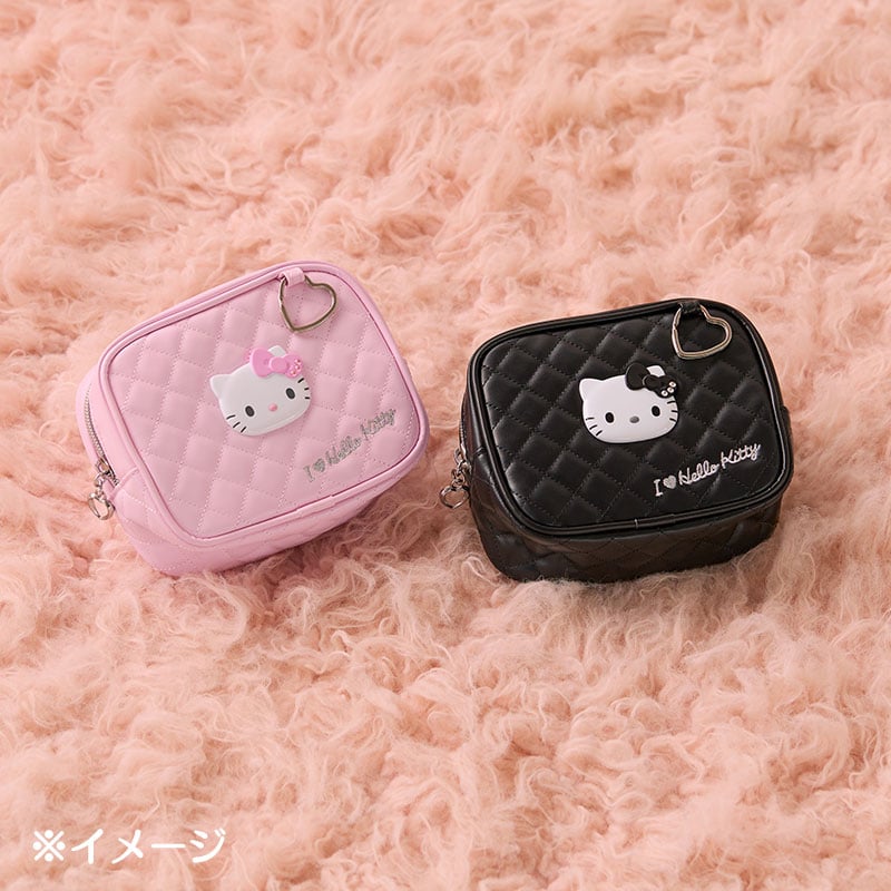 Hello Kitty Black Quilted Zipper Pouch (I Love Hello Kitty Series) Bags Japan Original