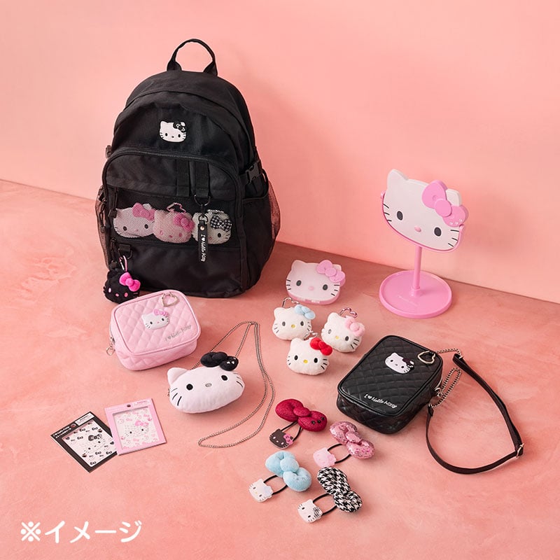 Hello Kitty Black Quilted Zipper Pouch (I Love Hello Kitty Series) Bags Japan Original