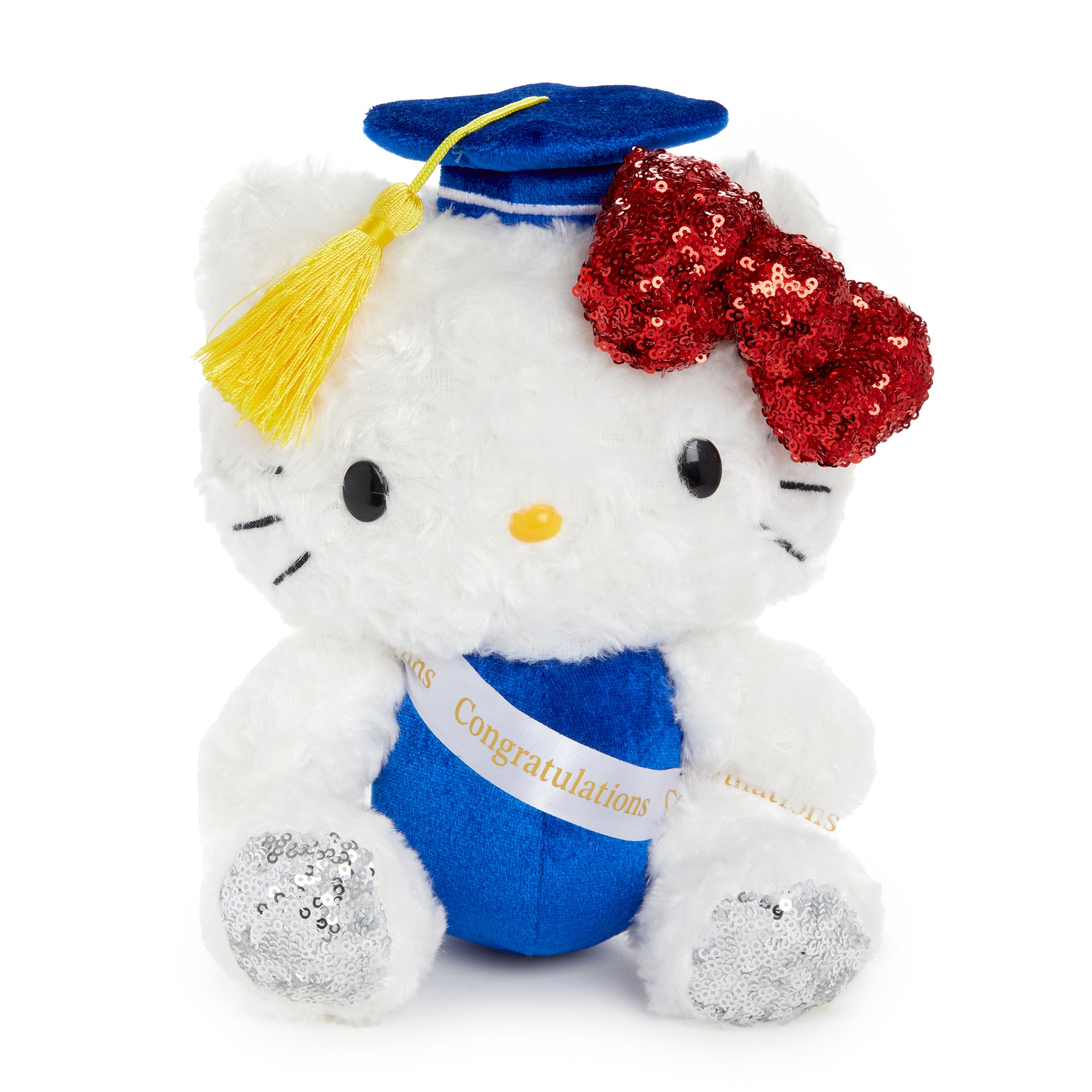 Hello Kitty Graduation Sequin Mascot Plush (White) Plush NAKAJIMA CORPORATION