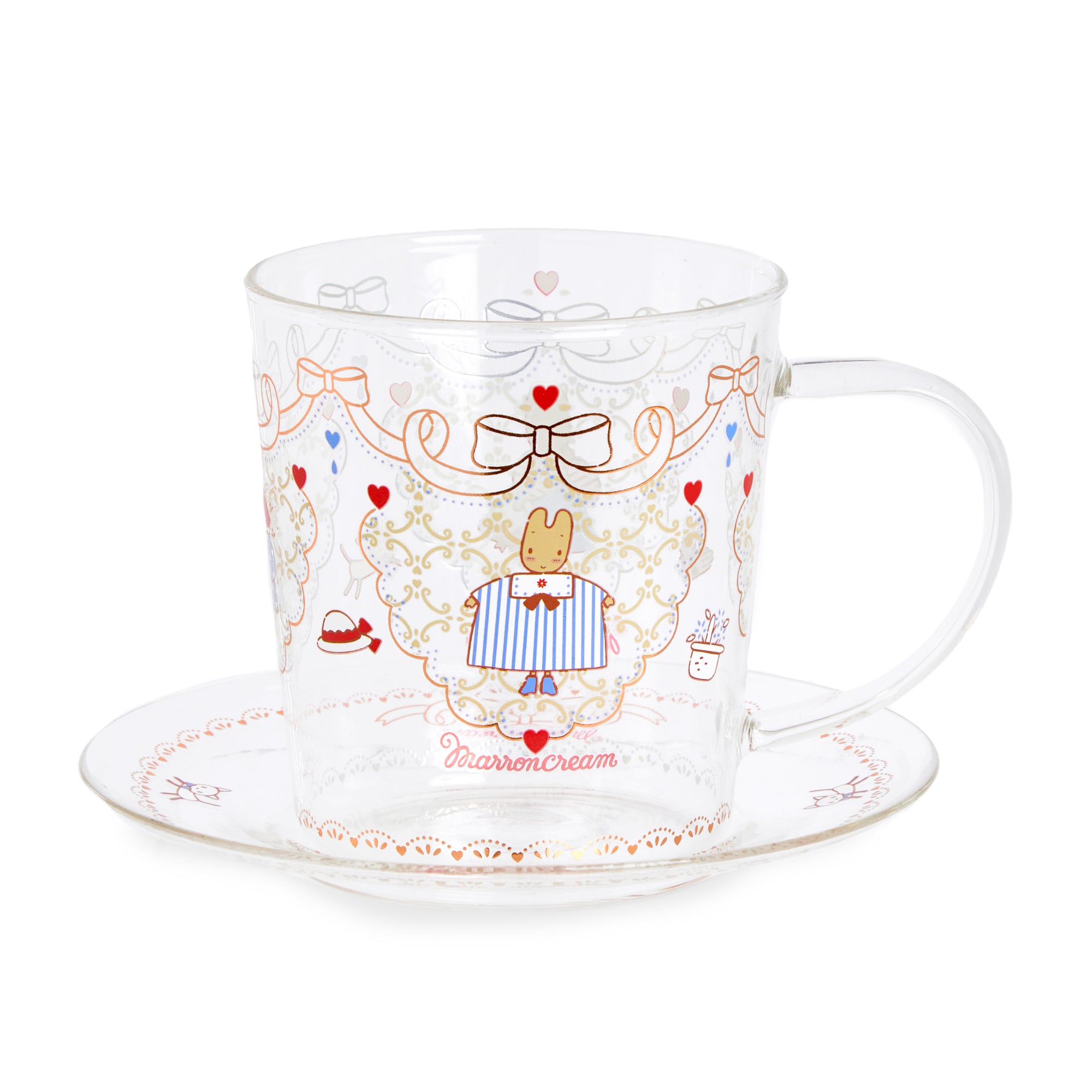 Marron Cream Glass Cup and Saucer Set Home Goods Global Original   