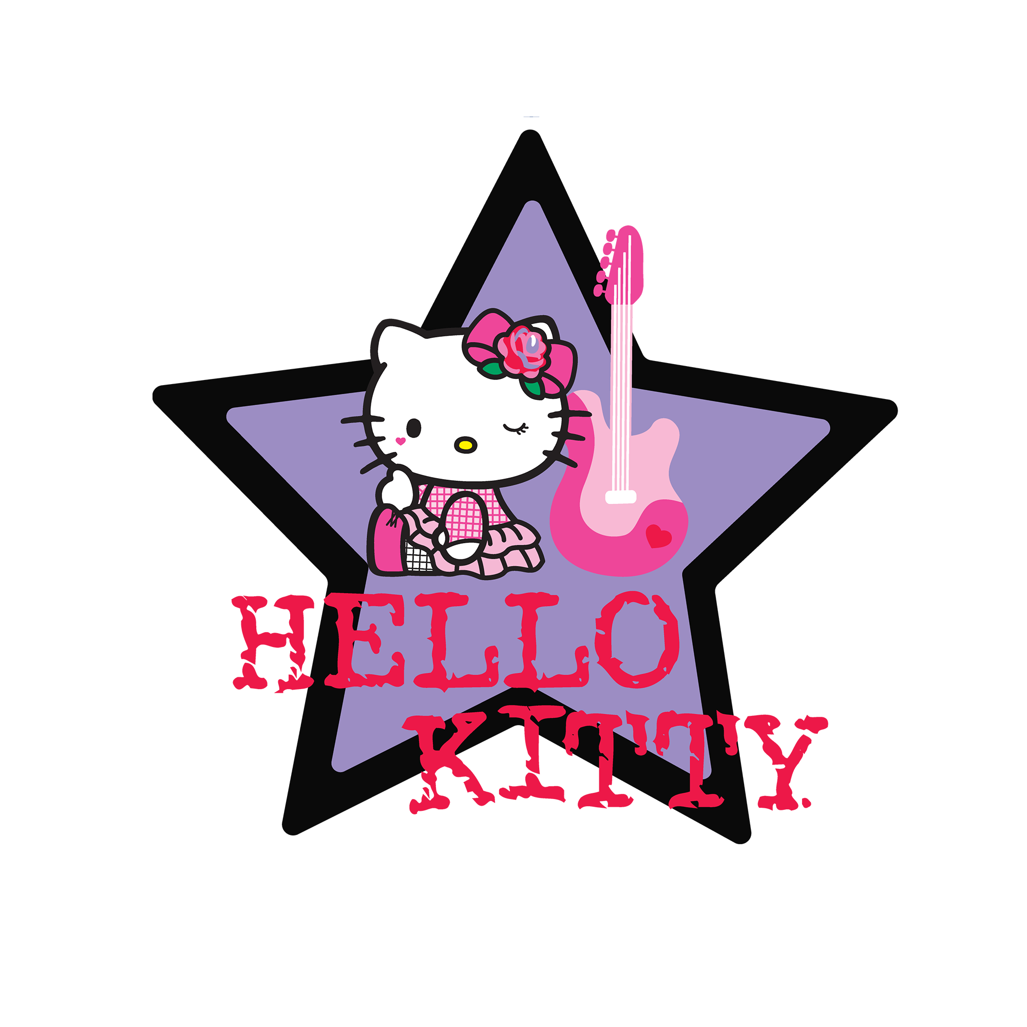 Hello Kitty Guitar Star Tee Apparel Printful Pink S 