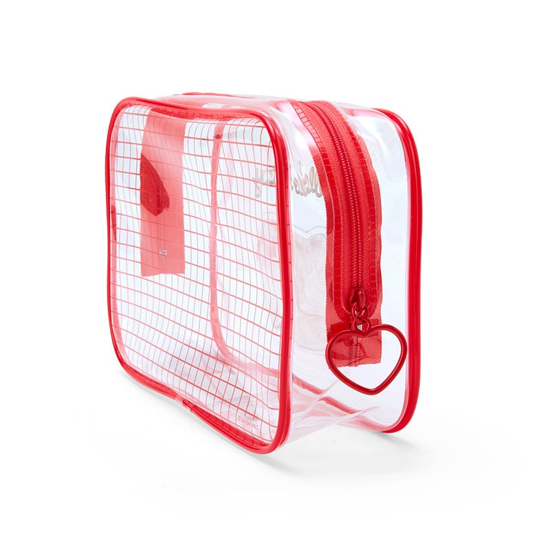 Hello Kitty Clear Grid Zipper Pouch Bags Japan Original   